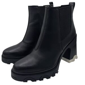 Sorel Brex Black Leather Heeled Chelsea Boots Size 7.5